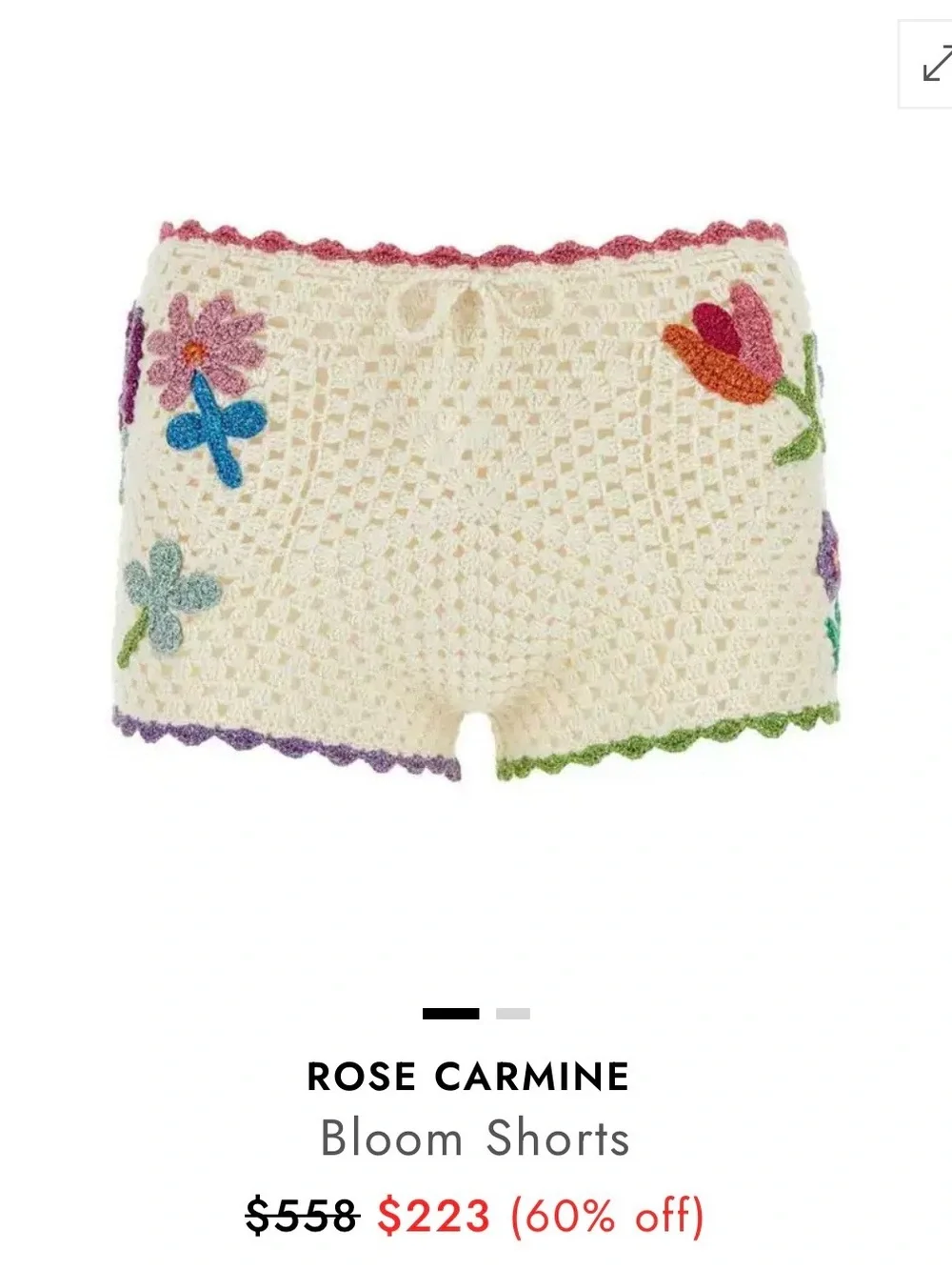 Rose Carmine Crochet Floral Embroidered Bloom Shorts